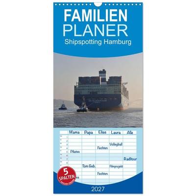 Familienplaner 2027 - Shipspotting Hamburg mit 5 Spalten (Wandkalender, 21 x 45 cm) CALVENDO