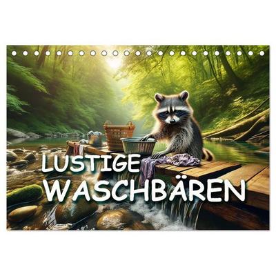 Lustige Waschbären (Tischkalender 2027 DIN A5 quer), CALVENDO Monatskalender