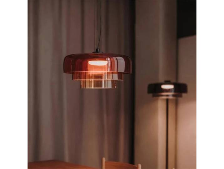 Lustre suspendu en verre à plusieurs niveaux, design simple, orange et vert, éclairage LED pour salle à manger, restaurant, bar, décoration intérieure, salon, lustre suspendu.