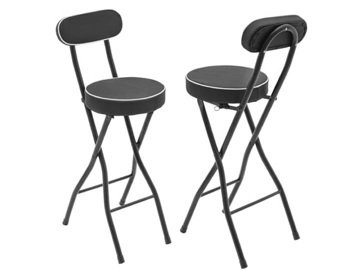 Levkitch Barhocker Klappbarer 2er-Set, 65cm Sitzhöhe HochstüHle Barstühle Küchenstühle mit Rückenlehne und Fußstütze, Gepolsterter Barstuhl für Küche,Bistro,Geschäft, Sitzhöhe