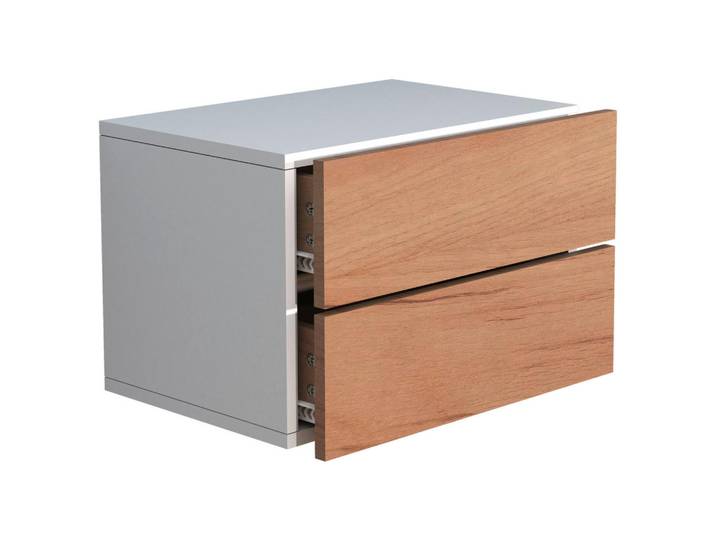 Livetastic Nachttisch, Weiss, Eichefarben, Holzwerkstoff, 2 Schublade(n) Schubladen, 45x30x32 cm, hängend, Schlafzimmer, Nachttische