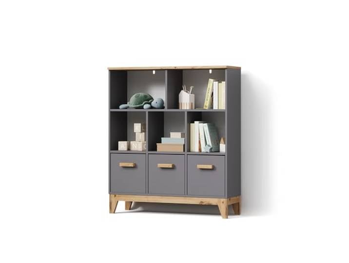 Livinity Kinderregal Mailo, Grau/Artisan, 98.4 x 113.4 cm universelle Speicherlösung