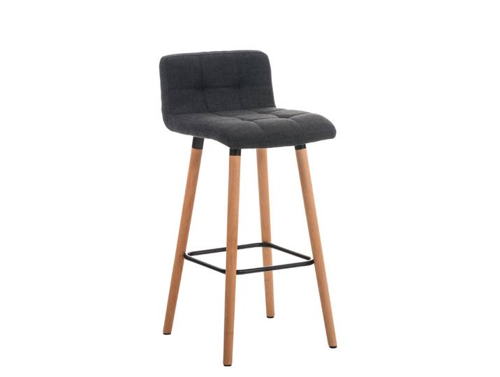 TPFLiving Barhocker London Gestell Holz Natura Stoff - Dunkelgrau