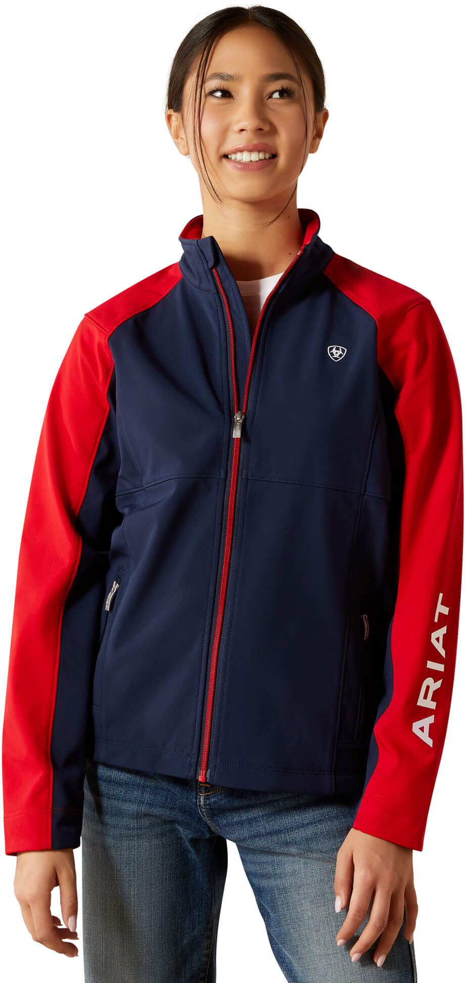 Kid's Team EQ Jacket in Navyt Red, Size: Large by Ariat