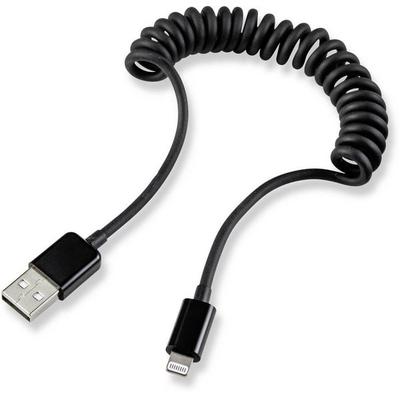 Renkforce USB-Kabel USB 2.0 USB-A Stecker, Apple Lightning Stecker 0.95 m Schwarz Spiralkabel RF4087422