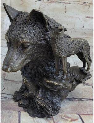 Bronzhaus Signed Milo Deco European Wolf Bronze Sculpture Figure Figurine Hot Cast Decor