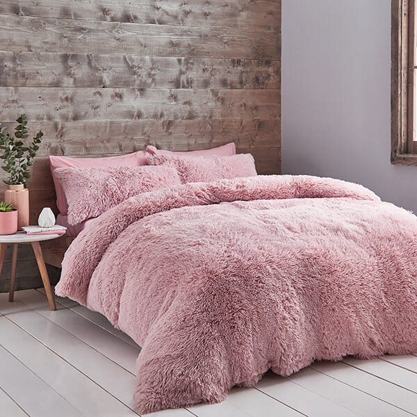 Catherine Lansfield Cuddly Super King Duvet Set Blush