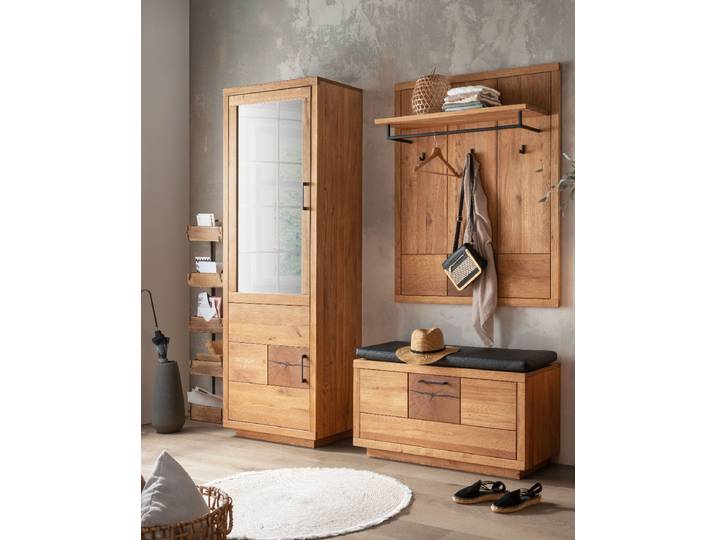 einmaliges Sonderangebot - 3-teilige Windsor Massivholz-Garderobe aus hochwertigem Eichenholz – Montierte Lieferung – 3%-Vorkasse-Rabatt