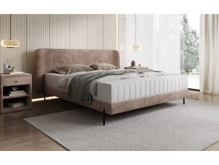 Designer Polsterbett Enna in Cord - 160x200 - Terrakotta - Luxusbetten24