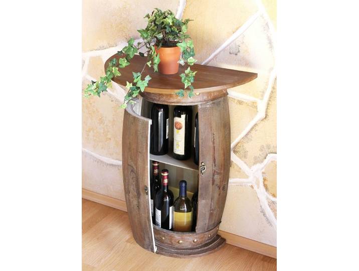 DanDiBo Weinregal Wandtisch Tisch Weinfass 0373-R Braun Schrank Fass 73 cm Beistelltisch