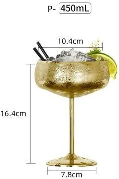 Uplifted Finds Stainless Steel Cocktail Flute Metal Wine Cup Martini Glass f Gold 450 Ml