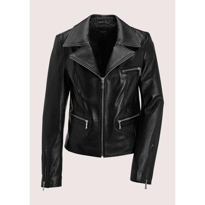 Lederjacke MADELEINE "Lederjacke Langarmjacke aus feinstem Lammnappa", Damen, Gr. 40, schwarz, Obermaterial: 100% Lammnappaleder LANA., Modern, Jacken, Lammnappa, modisch sportiver Look