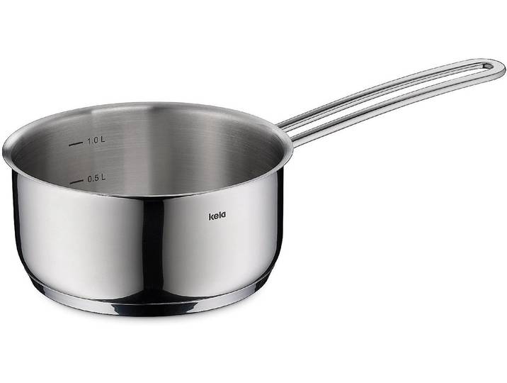 Kasserolle KELA Lucca 16 cm, 1,2 Liter , silber, H:7,5cm Ø:16cm, Töpfe, Kasserolle