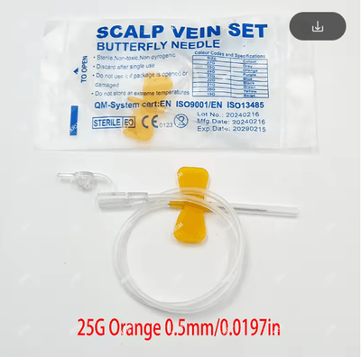 Inspire Picks Disposable Pet Butterfly Infusion Needle Veterinary IV Infusion Needle For Pet Medical Care 25g Orange 100pcs