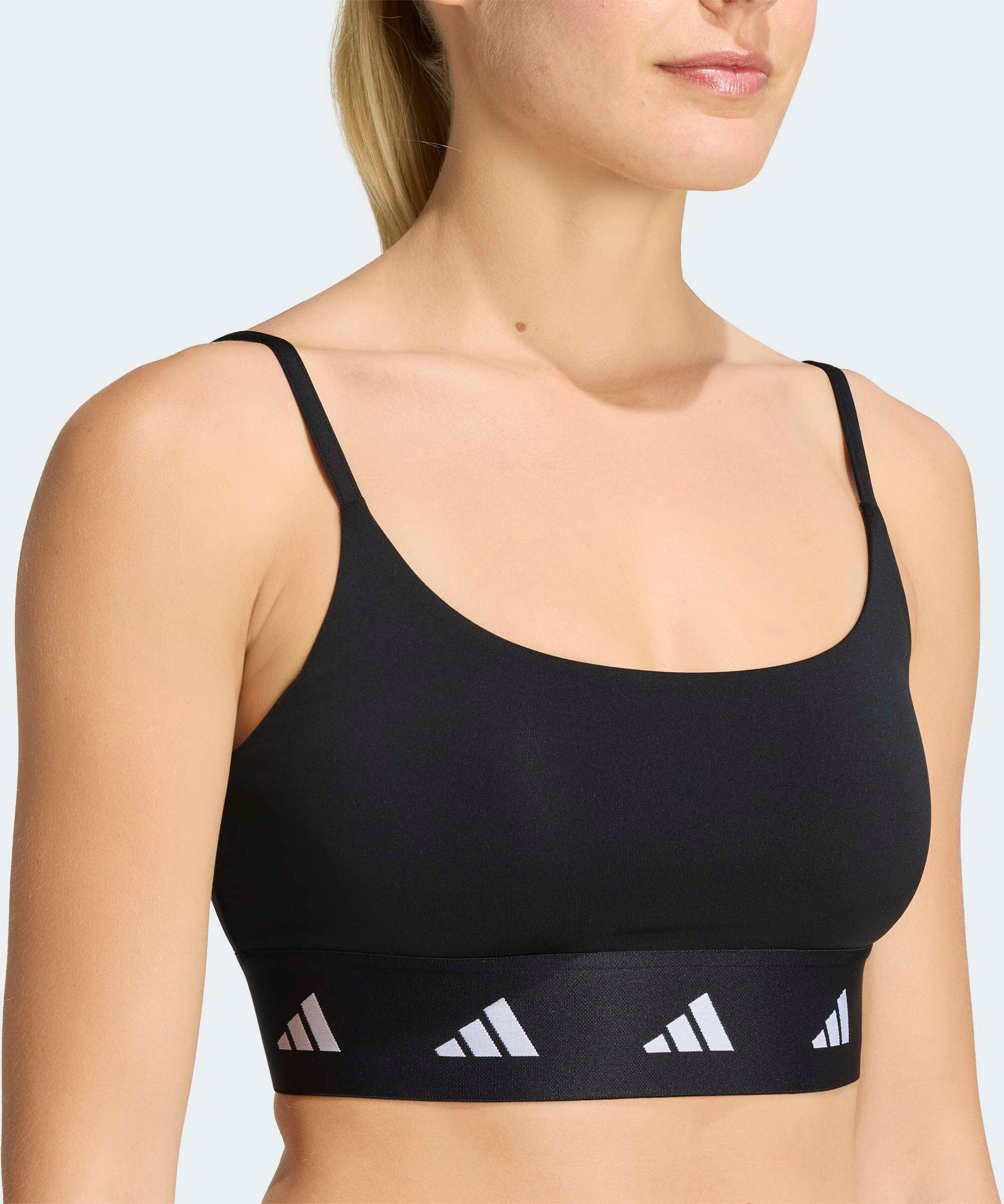 Sport-BH ADIDAS PERFORMANCE "LOGO SPORT-BH, LEICHTER HALT", Damen, Gr. S, N-Gr, schwarz, Obermaterial: 85% Polyester, 15% Elasthan, BHs Sport-BH schwarz S, N-Gr