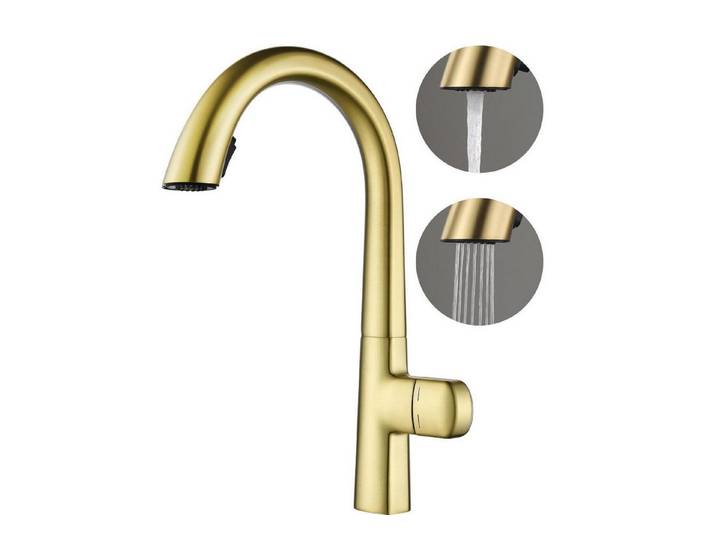 LuxusKollektion Küchenarmatur Küchenarmatur Ausziehbar Gebürstetes Gold (1-St)