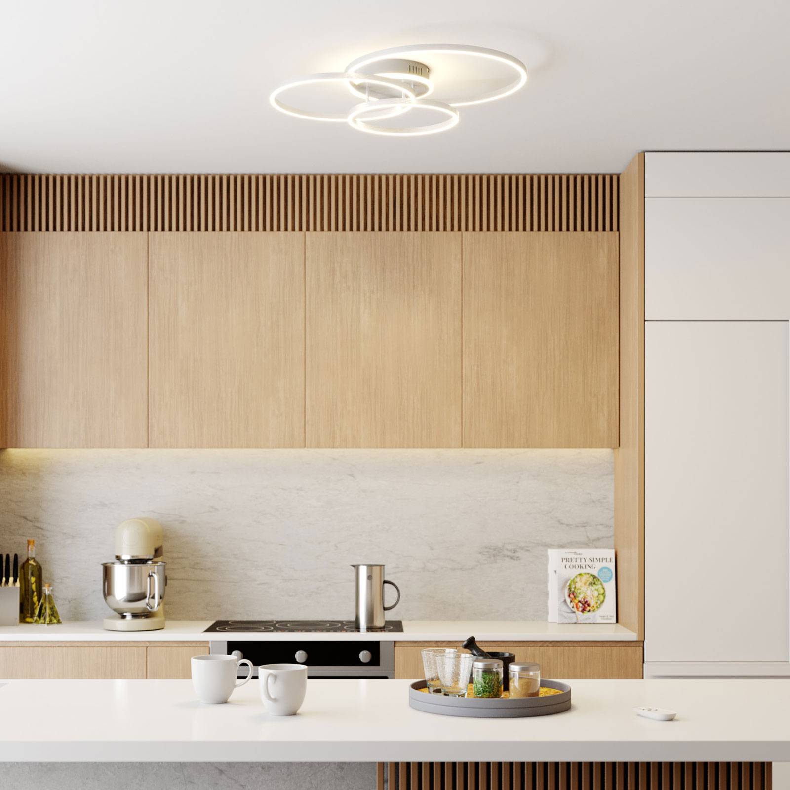 Smart Ceiling Light Tula Lindby, dimmable, Alu / grey / zinc, Living / Dining Room, Aluminium, Modern