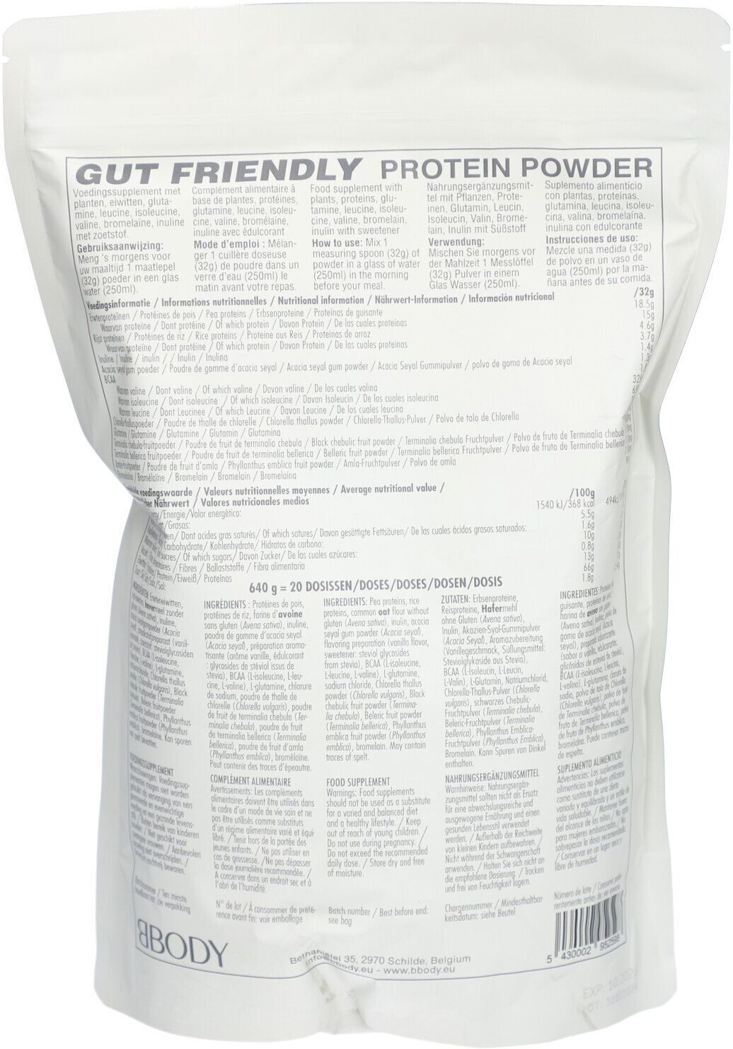 BBODY Gut Friendly Proteine Powder 640 g Pulver