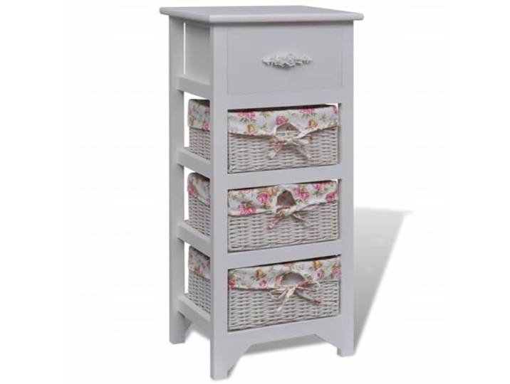 Heofavd Beistellschrank 35x27x73,5cm Holz Kommode Weiß mit Körben