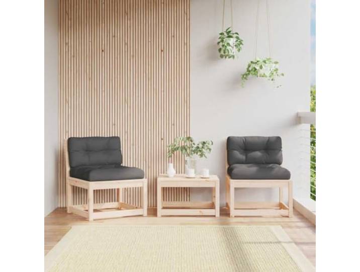 HEFZGDB Gartensofas aus Kiefer Massivholz mit Kissen 2 STK. für Terrasse Garten Innenhof, Langlebiges Latten-Design Modulares Sofa ohne Armlehnen, Bequeme Rückenlehne, Flexibel