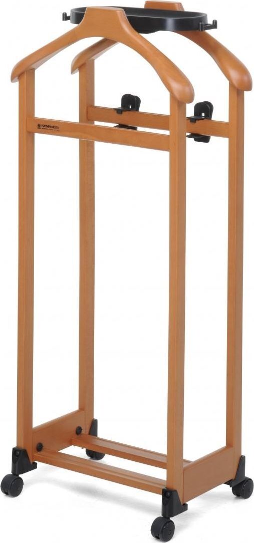 Foppapedretti 395006 Servomuto In Legno Con Ruote Appendiabiti Due Spalle Con Portapantaloni Pinze Appendigonna E Portascarpe Colore Noce - 395006 Il Mettinsieme