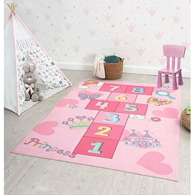 Teppich THE CARPET "Happy Life", pink, B:140cm H:4mm L:200cm, Polyester, Teppiche, Teppich, Life Kinderzimmer Teppich Spielteppich pflegeleicht