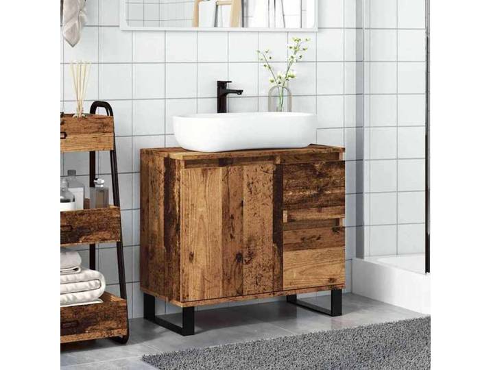 (Vente chaude)Meuble de Lavabo de Salle de Bain Cabinet Sous évier JILL'S vieux bois 65x33x60 cm - M841874