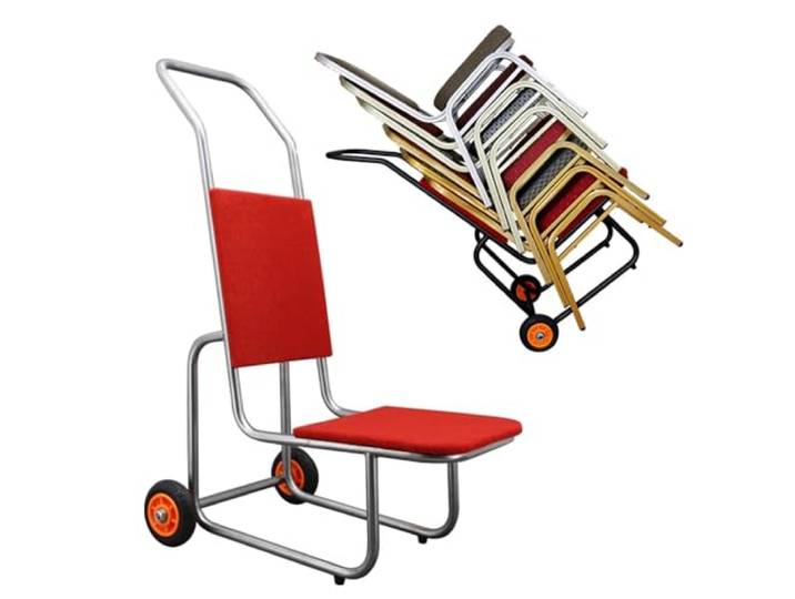 asdchZen Stuhlwagen Zum Stapeln Von Stühlen – Robuster Eisenwagen Für Lagerung Und Transport – Bietet Platz Für Bis Zu 10 Stühle Aus Kunststoffharz Und Holz