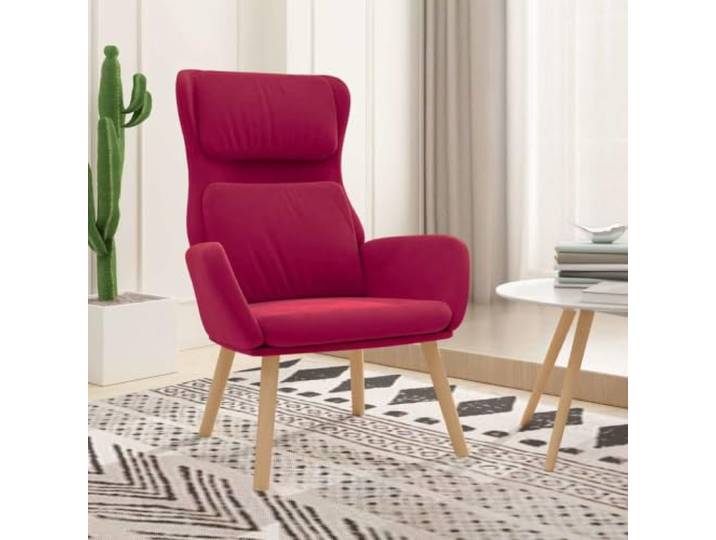 HEFZGDB Relaxsessel Weinrot Samt mit Metallrahmen und Gummibaumholz Beinen für optimalen Sitzkomfort und Stabilität im Wohnzimmer