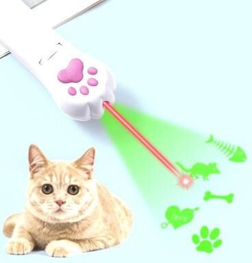 Inspired Deals Smart LED Cat Laser Toy Projector USB Rechargeable Interactive Cat Toy red Laser+ Green Light