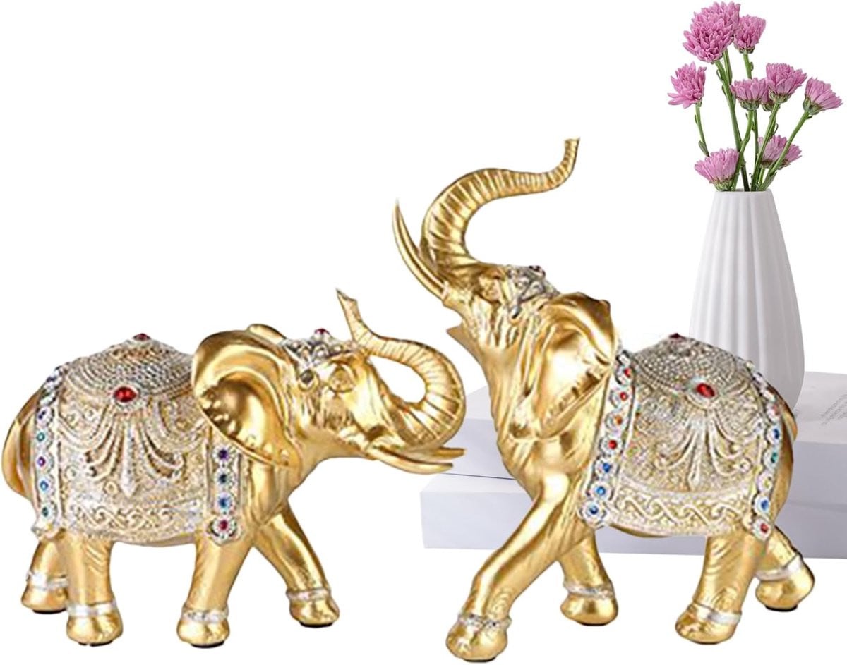 Olifant Sculptuur Dieren Beeld voor Interieur Decoratie Breedte: 32 cm