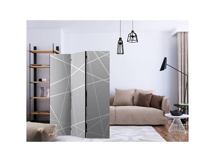 Paravent Modern Cobweb Polaire Gris 135 x 172 x 3cm 3 éléments