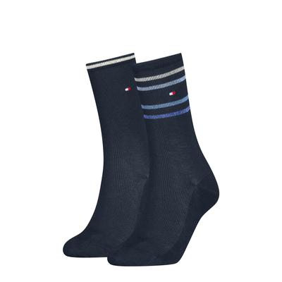 Socken TOMMY HILFIGER, Damen, Gr. 39-42, schwarz (navy), Obermaterial: 66% Baumwolle, 30% Polyamid, 2% Metall, 2% sonstige Fasern, Socken Socken