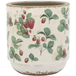 Chic Antique Fraises Übertopf – Keramik-Pflanztopf mit Erdbeer-Dekor, 13 cm, Ø 13 cm