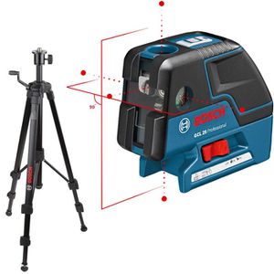 Bosch Kreuzlinienlaser 0601066B01, GCL 25, roter Laser, selbstnivellierend, mit Tasche und Stativ