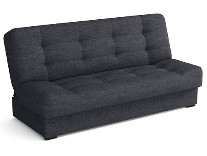 MEBLE-LUX Schlafsofa mit Bettkasten Livia, Schlafcouch 170cm Breit, Sofa mit Schlaffunktion, Federkern, Klappsofa mit Bettfunktion, Zusätzlicher Stauraum, Praktisch und Funktionell, Sofa Dunkelgrau