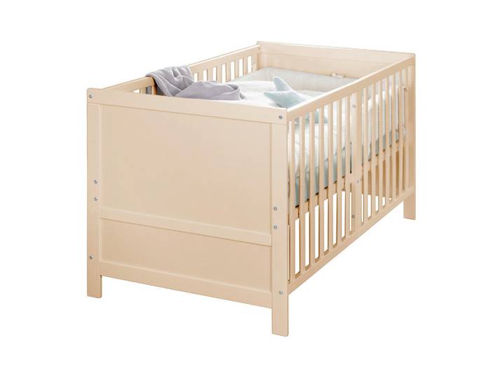 Roba Gitterbett, Hellbraun, Holzwerkstoff, Schichtholz, 78x78x142 cm, zum Juniorbett umbaubar, höhenverstellbar, Lattenrost inklusive, Schlupfsprossen, Baby- und Kindermöbel, Babyzimmer, Babybett, Gitterbett