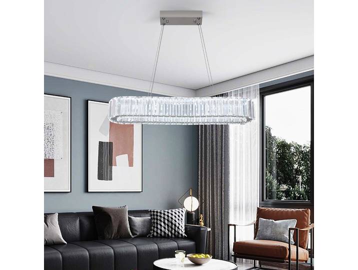 VETRULUS moderne suspension de luxe cristal ovale Design Led lustre plafonnier luminaire suspendu salon chambre hôtel télécommande