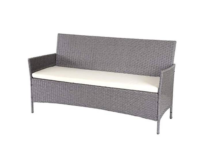 Mendler 3-Sitzer Sitzbank Halden - grau, Kissen Creme