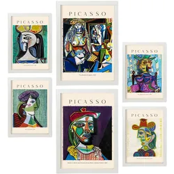 POSTER Set Mit 6 Picasso Sammlung A3 & A4 Weißer Rahmen