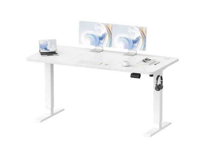 Bureau Assis Debout 140x60cm，Hauteur de Bureau Réglable 71-119cm
