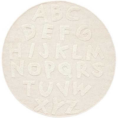 Kinderteppich CARPETFINE "ABC Alphabet", beige (creme), H:6mm Ø:100cm, Obermaterial: 100% Wolle, Teppiche, Kinderteppich