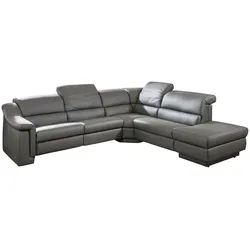 himolla Ecksofa Regensburg Leder Grau Zinn