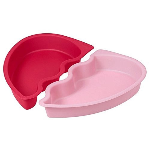 Wilton Siliconen Bakvorm Set in Hartvorm, Rood/Roze