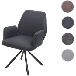 Esszimmerstuhl HWC-H71, Küchenstuhl Lehnstuhl Stuhl, drehbar Auto-Position Stoff/Textil Stahl ~ dunkelgrau