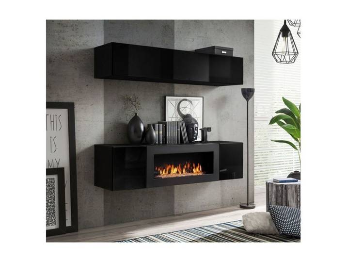 Ensemble mural - FLY N - 1 rangement mural - 1 meuble TV - Noir