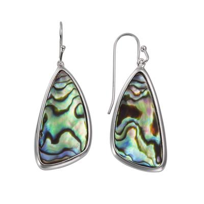 Paar Ohrhaken VIVANCE "925 Silber rhodiniert Abalone", weiß (weiß, bunt), Ohrringe, Damen, one-size, Silber 925 (Sterlingsilber), Ohrhaken
