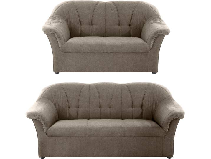 Polstergarnitur DOMO COLLECTION Pegnitz , braun (schlamm), Chenille-Optik, 95% Polyester, 5% Nylon, Sitzmöbel-Sets, Polstergarnitur, 3-Sitzer & 2-Sitzer-Set