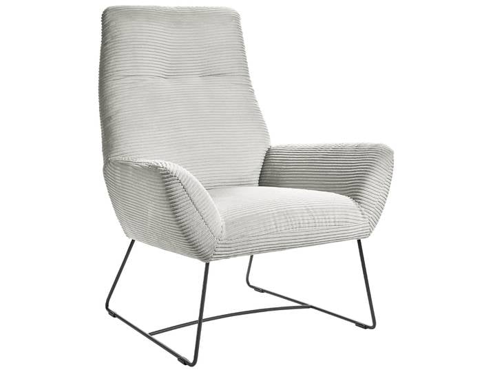 Lounge Handmade Sessel LH-BEN, Hellgrau, Cord