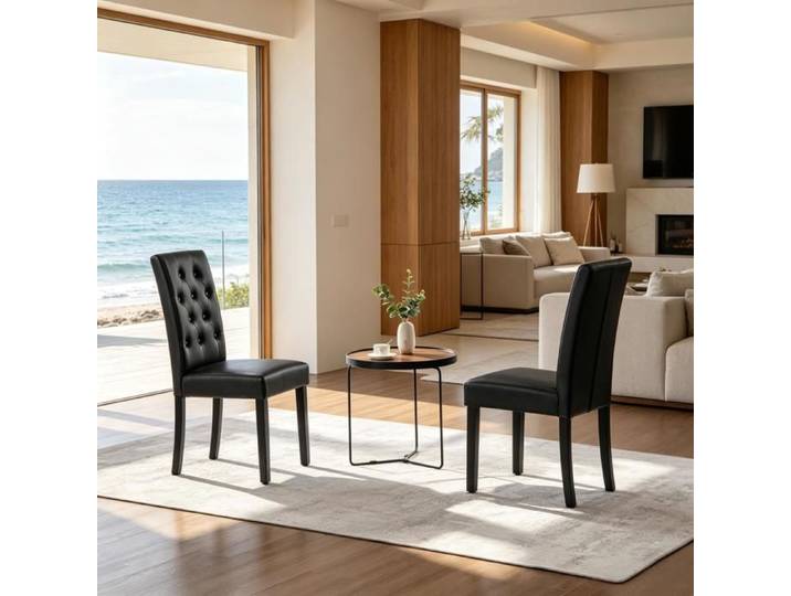 Chaise à accent confortable Chaise de bureau Chaise à manger avec dos haut Chaise de conférence Pour chambre Noir